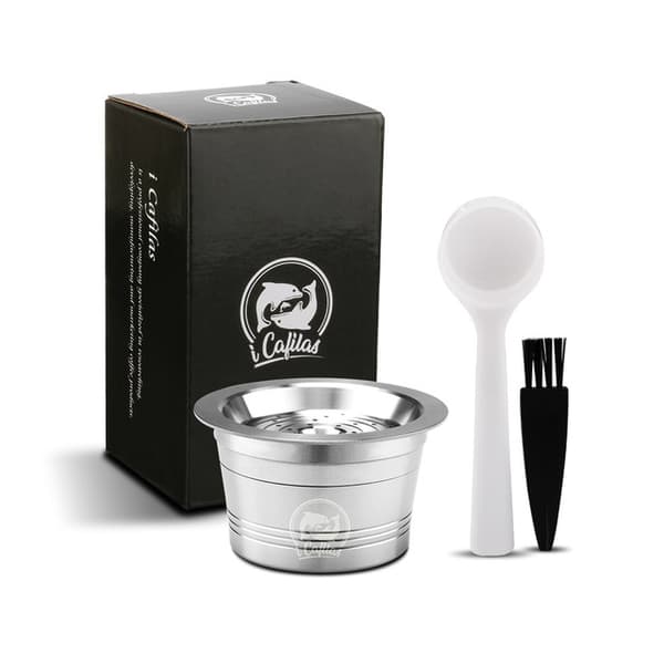 INF Kaffekapslar Cafissimo Kapslar Påfyllningsbara kaffekapslar Hållare Filter Silver