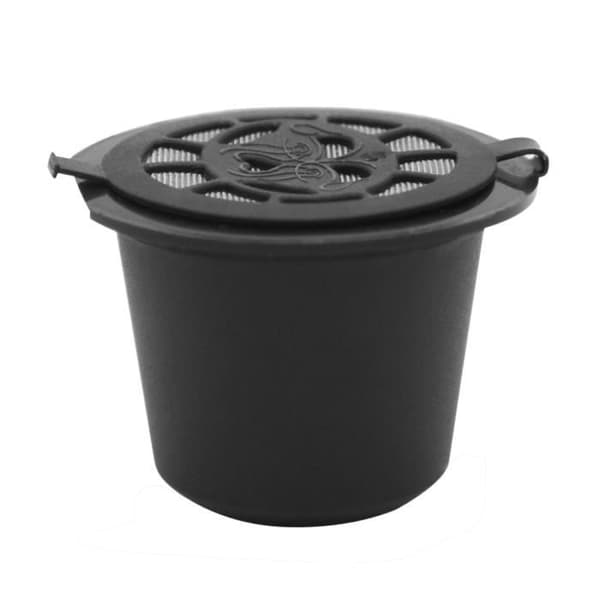 Återanvändbara Nespresso-kaffekapslar, med sked, borste, påfyllningsbara svarta kaffekapslar, med F
