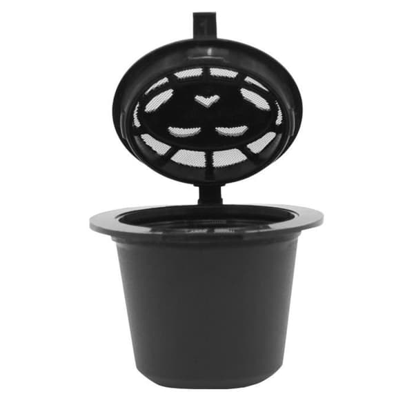 Återanvändbara Nespresso-kaffekapslar, med sked, borste, påfyllningsbara svarta kaffekapslar, med F