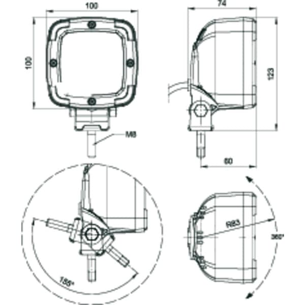 Fristom Arbetsbelysning 12 V, 24 V, 36 V FT-036 LED 90453 Närfältsbelysning (B x H x D) 100 x 100 x 75 mm 1800 lm 6000