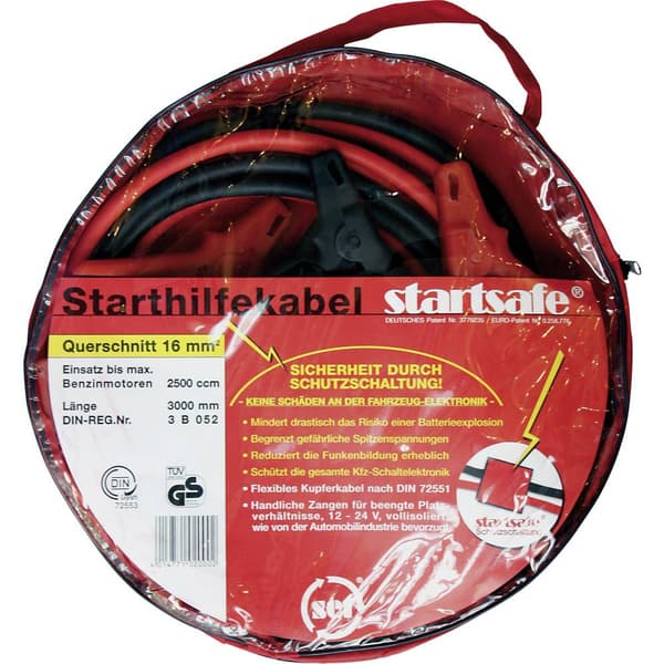 SET® SKS16 Startkabel 16 mm² Koppar 3.00 m med plasttång, med skyddskrets