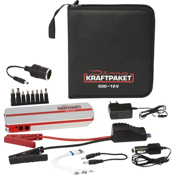 Dino KRAFTPAKET Starthjälpsystem 136102 Startström (12 V): 300 A 12 V-utgång 2x, USB-uttag 2x, Polaritetsskyddad Elektr