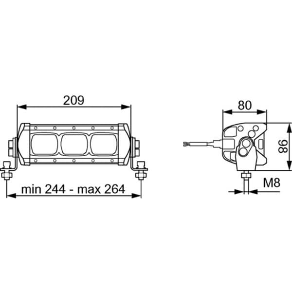 Hella Valuefit Arbetsbelysning 12 V, 24 V Lightbar LBX-220 LED 1GE 360 000-002 Närfältsbelysning (B x H x D) 244 x 98 x