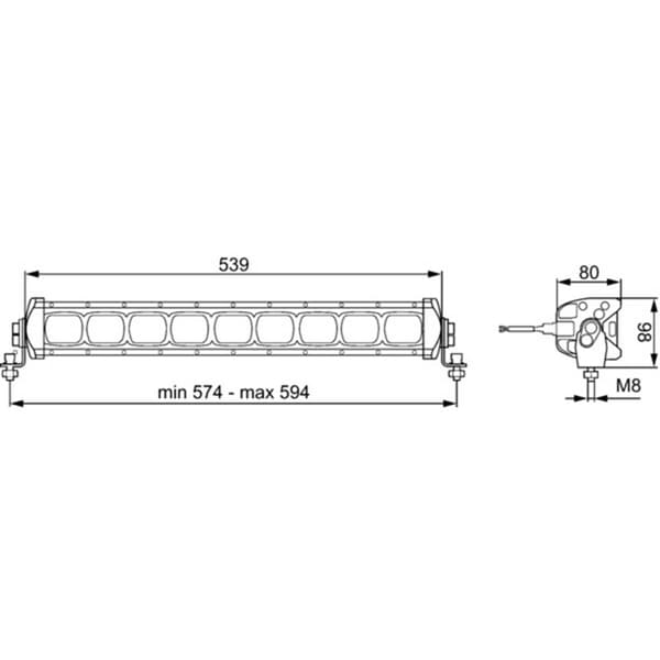 Hella Valuefit Arbetsbelysning 12 V, 24 V Lightbar LBX-540 LED 1GJ 360 002-002 Långtgående belysning (B x H x D) 574 x