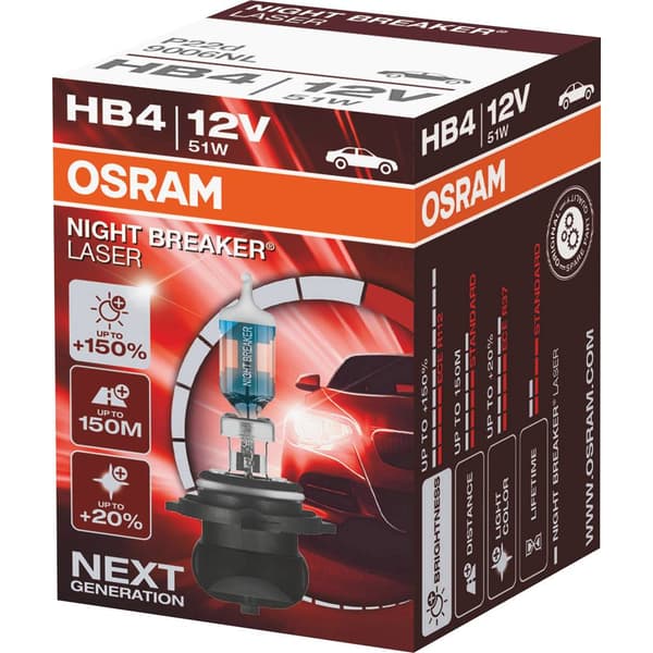 OSRAM 9006NL Halogenlampa Night Breaker® Laser Next Generation HB4 51 W 12 V