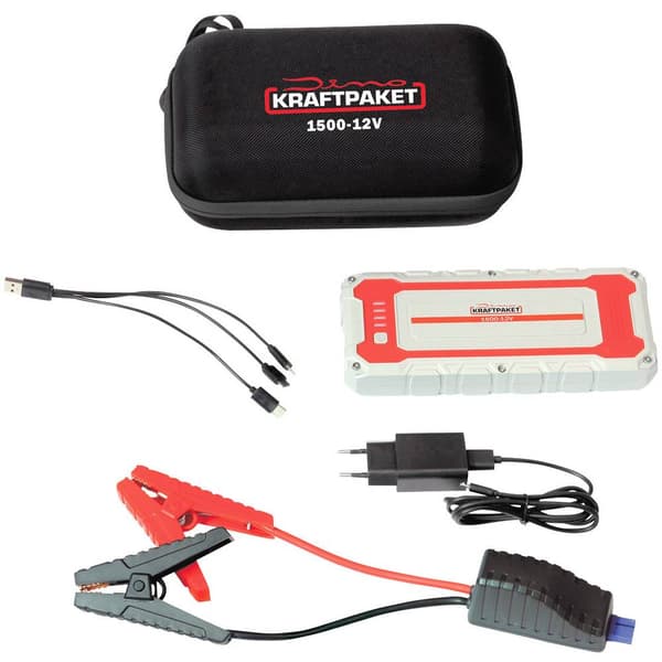Dino KRAFTPAKET Starthjälpsystem 12V 1500A 62.9Wh 136150 Startström (12 V): 500 A Arbetsljus, Elektronikskydd, Indikato