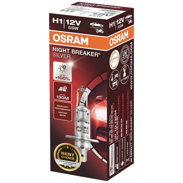 OSRAM 64150NBS Halogenlampa Night Breaker® Silver H1 55 W 12 V