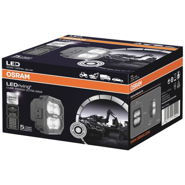 OSRAM Arbetsbelysning 12 V, 24 V LEDriving® Cube PX3500 Ultra Wide LEDPWL 102-UW Närfältsbelysning Bredd (B x H x D) 68