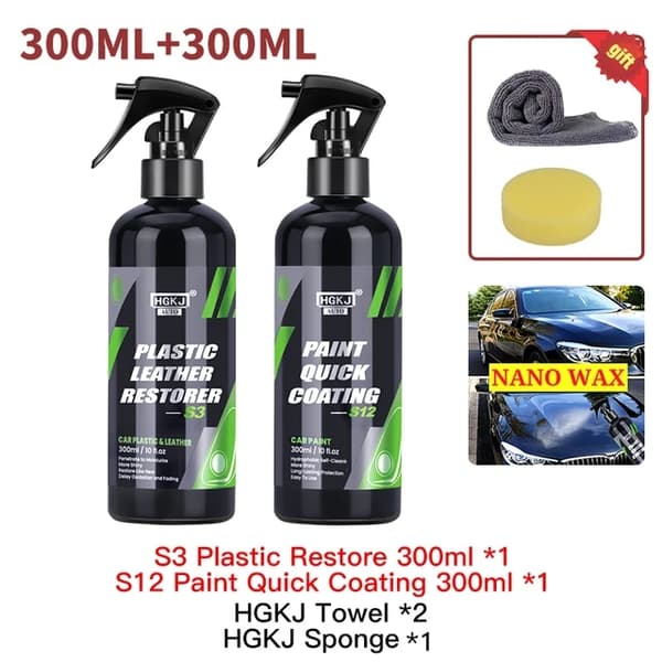 Auton sisätilan muovin palauttaja, palauttaa nahkapenkit, uudistaa muovipinnat., S3-300ml x S12-300ml