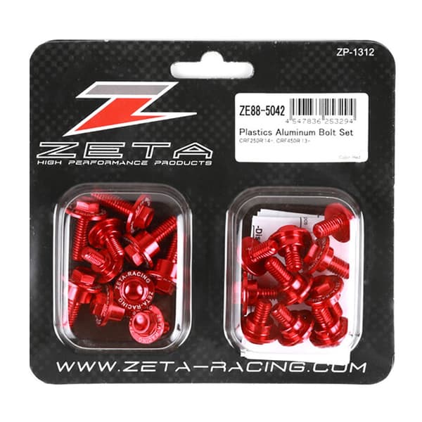 Zeta Alumiininen Suojaruuvisarja Honda Crf 450 R 13-16/crf 250 R 14-17 Ze88-5042 Punainen