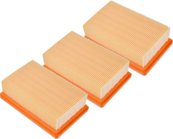 3 litteää laskostettua suodatinta, jotka ovat yhteensopivia Karcherin pölynimurien kanssa WD4, WD5, WD6, MV4, MV5, MV6