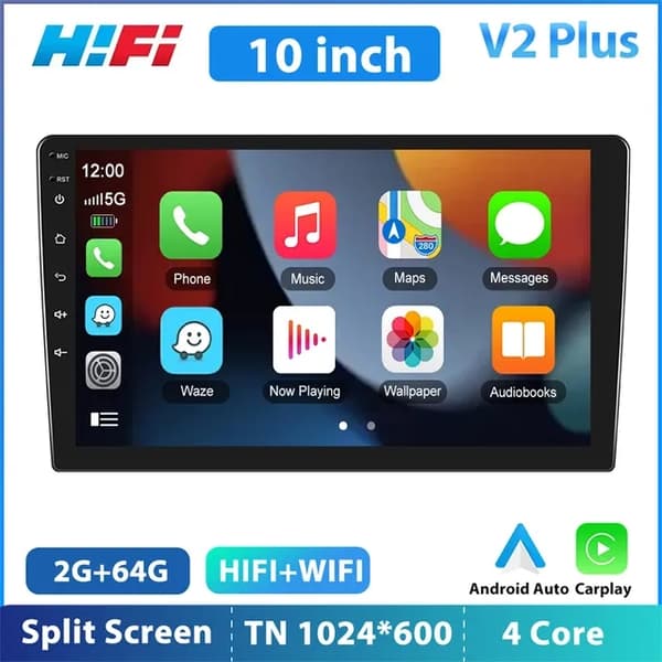 Bil Multimedieafspiller, Android 7, Carplay, 10 tommer 16g