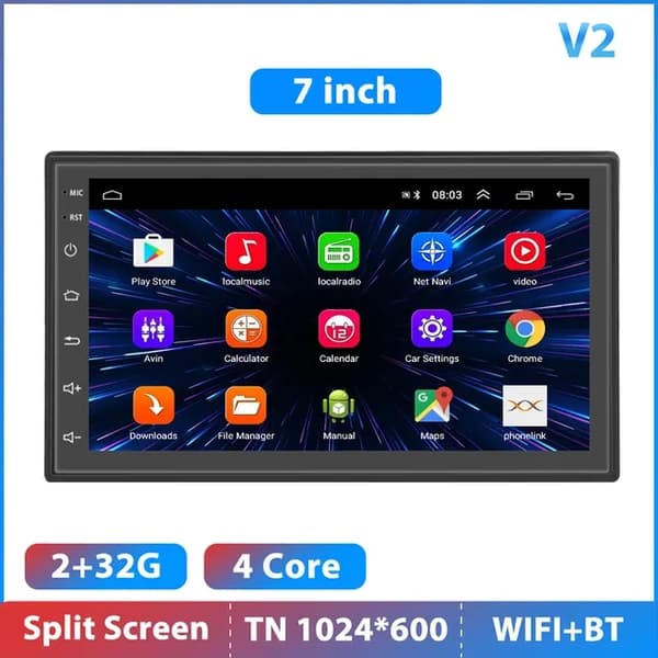 Bil Multimedieafspiller, Android 7, Carplay, 10 tommer 16g