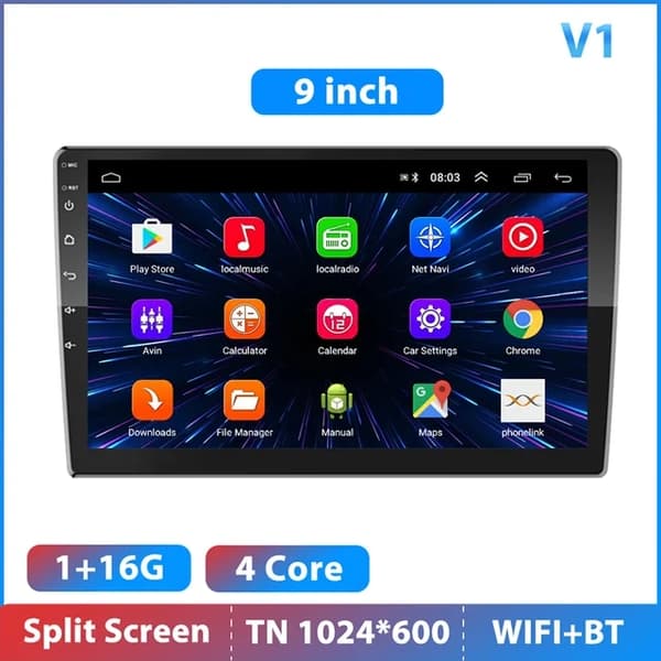 Bil Multimedieafspiller, Android 7, Carplay, 10 tommer 16g
