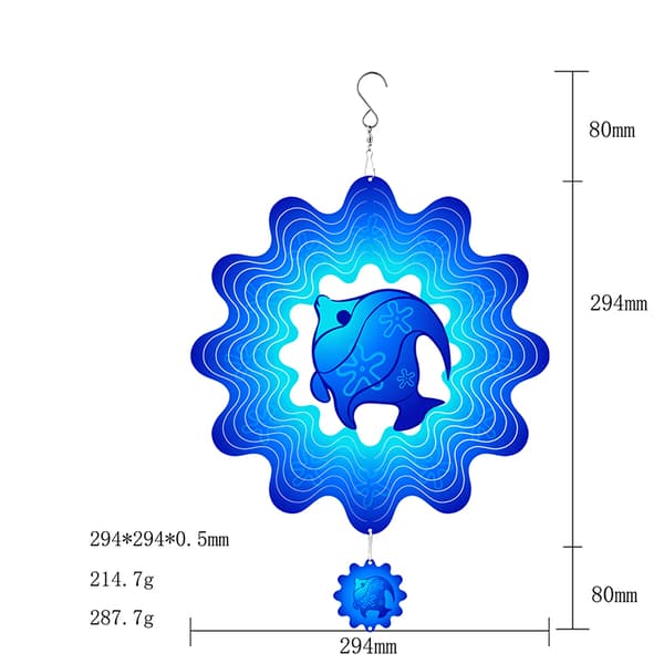 INF 3D roterende mandala vindklokke - dyphavsfisk