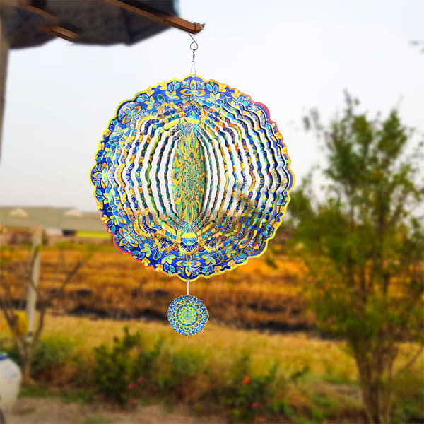 INF 3D Roterende Mandala Vindspil - Påfugledesign