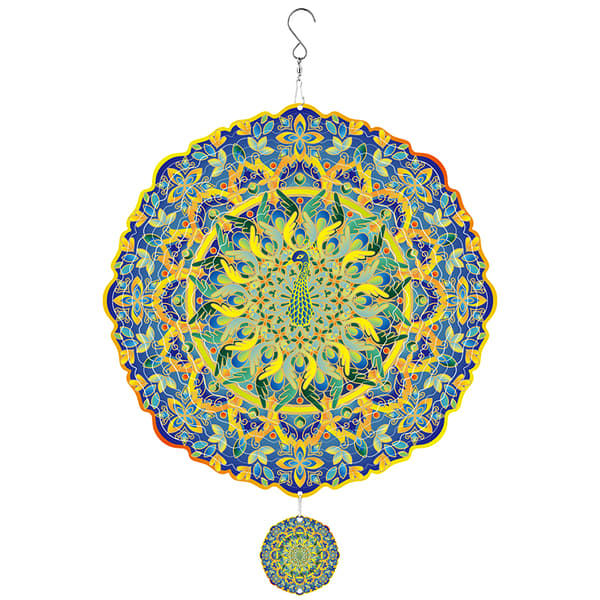 INF 3D-roterande Mandala vindspel - Påfågeldesign