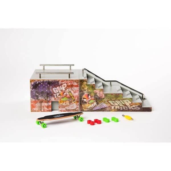 Grip&amp;Tricks Skate Park-box med sin FUNBOX och sin Fingertoy
