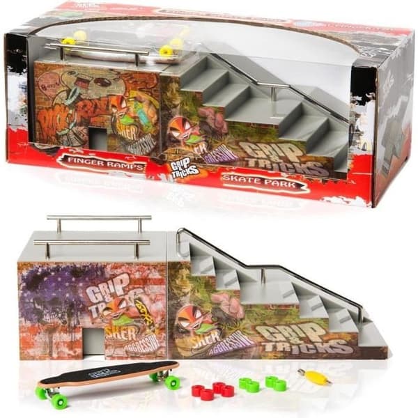 Grip&Tricks Skate Park-box med sin FUNBOX och sin Fingertoy