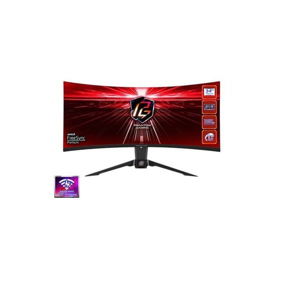 ASRock Curved Gaming-Monitor 86,40 cm (34) (86,36 cm) PG34WQ15R2B svart 3440x1440 1xDisplayPort / 2xHDMI