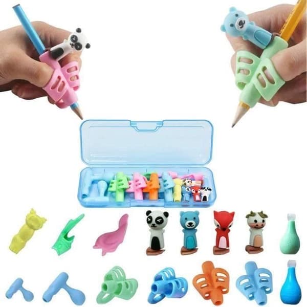 Pennhandtag，Fingerguide för barn, skrivhjälp - Set med 15 fingerguider med ergonomisk design Pennhandtag för barnstudenter