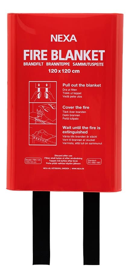 NEXA Fire & Safety FBD-120 Brandfilt Röd 120x120 cm Hårdbox