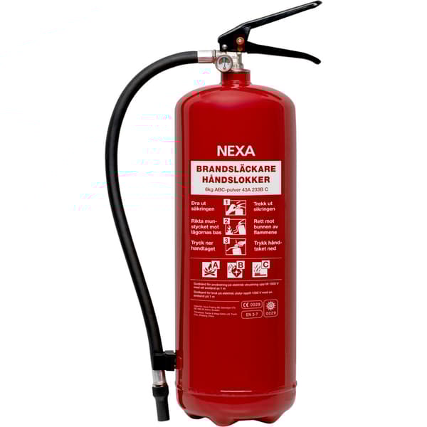 Brannslukker Pulver 6 kg 43A 233B C Nexa