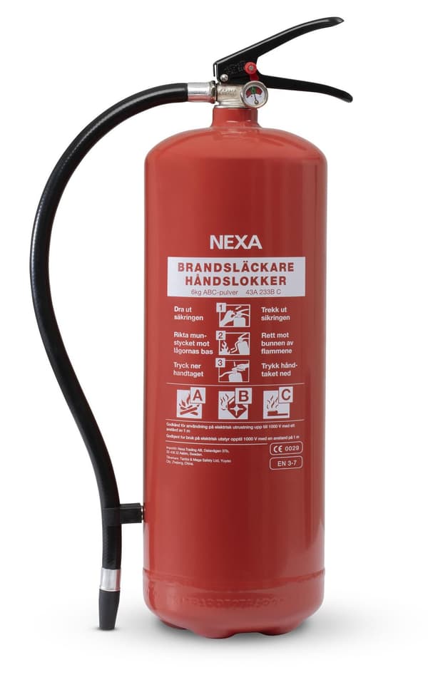 Brandsläckare NEXA 6Kg pulver röd 43A