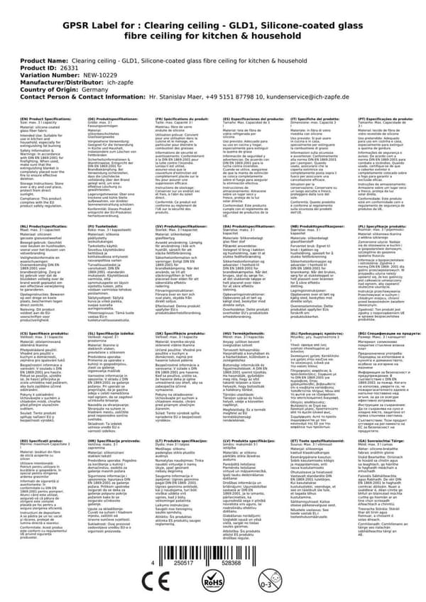 Sammutuspeite - GLD1 silikonipinnoitettua lasikuitukangasta