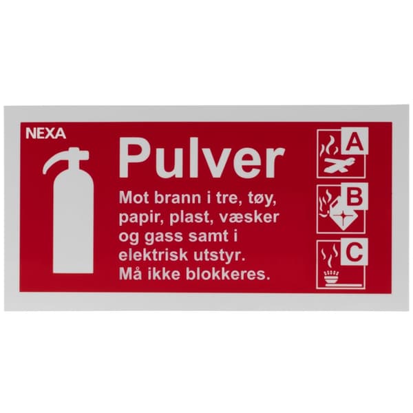 Nexa BSP-1020 Skilt for pulverslukkere
