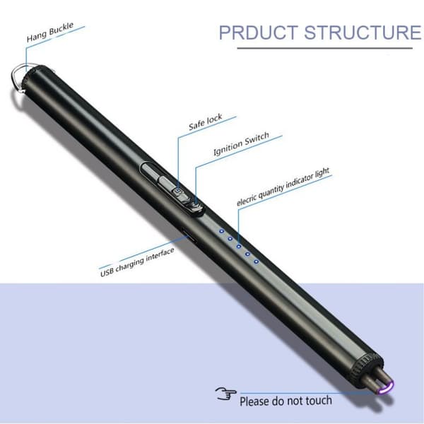 Stilfuld elektrisk lighter - genopladelig - Metallic Silver