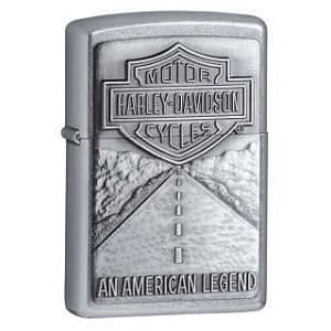 Zippo Harley-Davidson bensintändare i krom Emblem och legendens väg