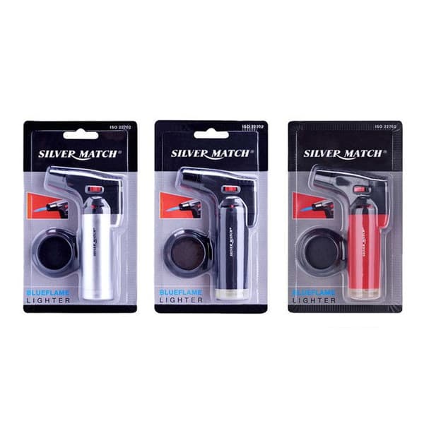 Torch Lighter - Silver Match - Crème Brûlée - 12 cm - Svart/Silver - Flame Control