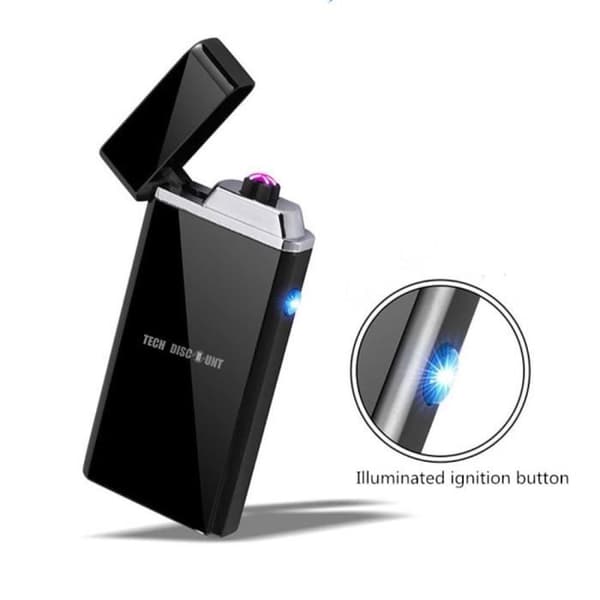 TD® Bic Storm Elektrisk ljusbågständare USB uppladdningsbar cigarrcigarettljuständare Inomhus Utomhus Vindtät Zink Svart