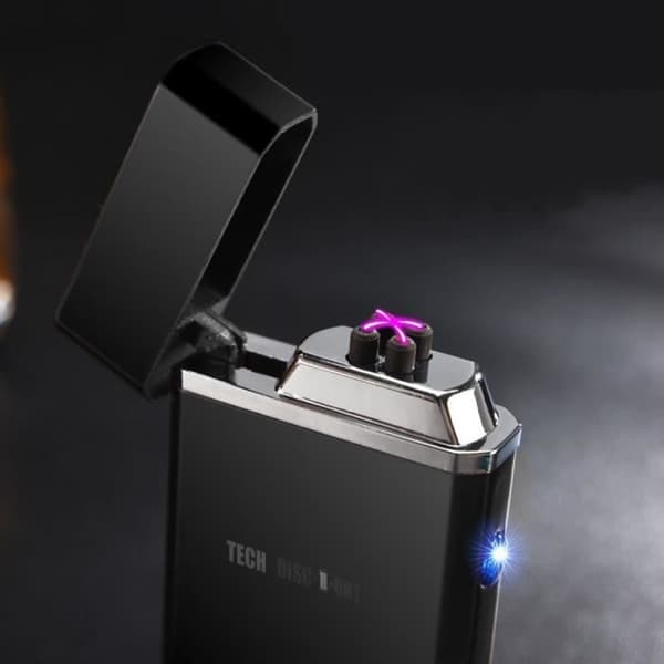 TD® Bic Storm Elektrisk ljusbågständare USB uppladdningsbar cigarrcigarettljuständare Inomhus Utomhus Vindtät Zink Svart