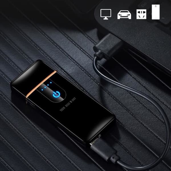 Svart elektrisk tändare usb induktion laddningsbar outtömlig cigarett för rökare miljövänlig pekskärm flamlös induktion