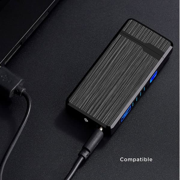 USB uppladdningsbar tändare Fingeravtryckslasersensor Dubbelbåg metall vindtät tändare