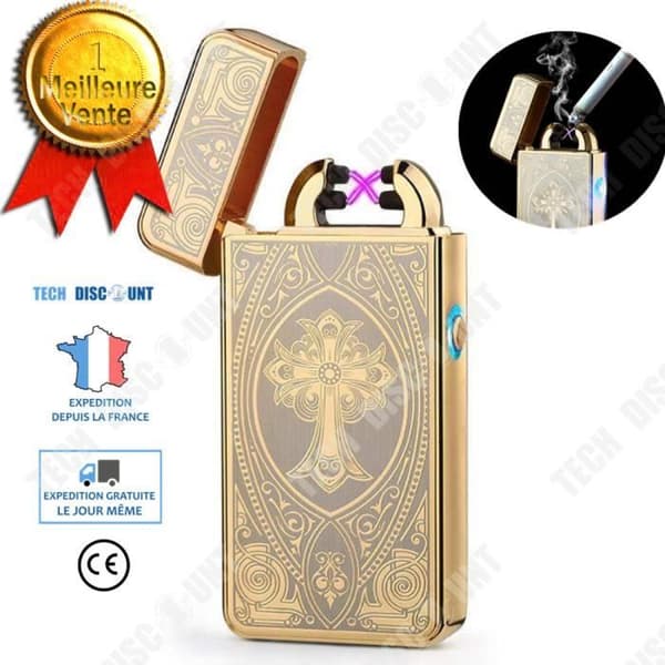 Elektronisk usb tändare dubbel ljusbåge laddningsbar laddning cigaretter belysning zink legering svart guld kvalitet
