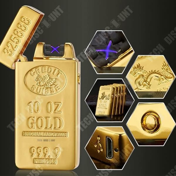 TD® Lighter Creative Gold USB Cigarettändare Smoke Snygg stil Metal Flame Refillable Cigarr Ingen gas Mun Eld Fast Praktisk