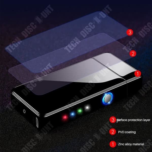 TD® USB uppladdningsbar tändare, Power Display, Smart Touch Sensor, Double Arc vindtät tändare