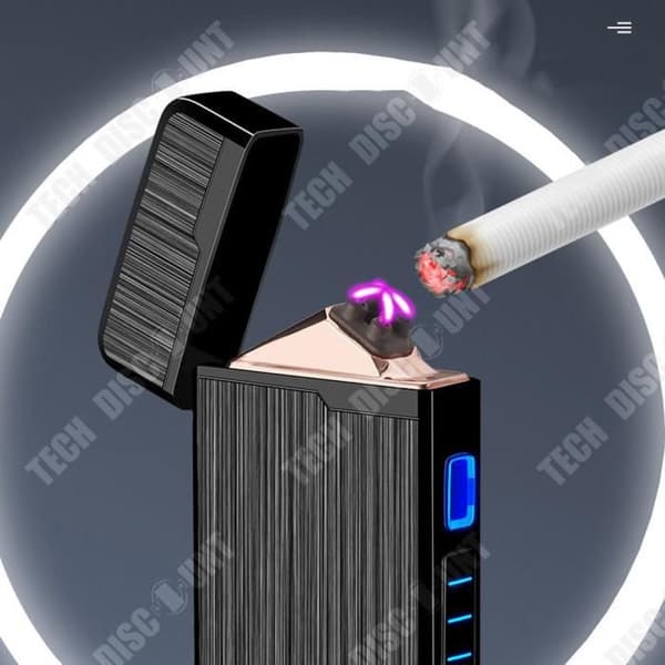 USB-laddningsbar tändare med fingeravtryck, laserinduktion, dubbel båge, vindskydd i zinklegering tändare.