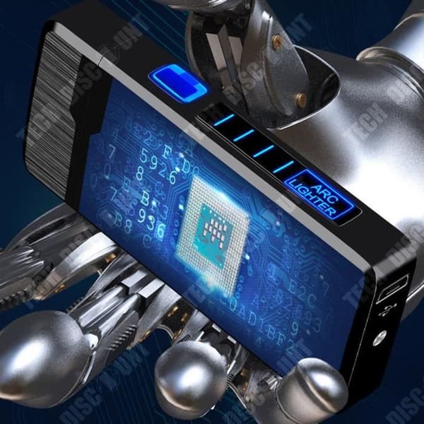 USB-laddningsbar tändare med fingeravtryck, laserinduktion, dubbel båge, vindskydd i zinklegering tändare.