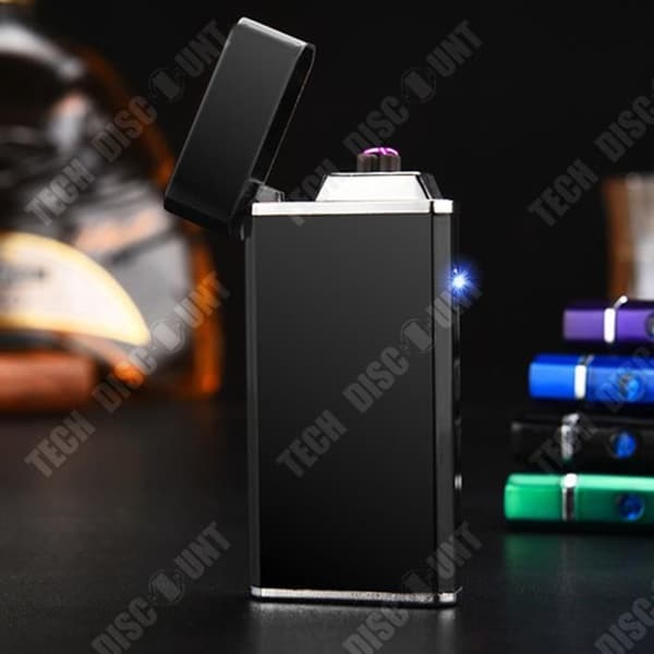 TD® TD® Black Ice Uppladdningsbara tändare Double Cross Arc USB Uppladdningsbar belyst tändningsknapp Vindtät funktion