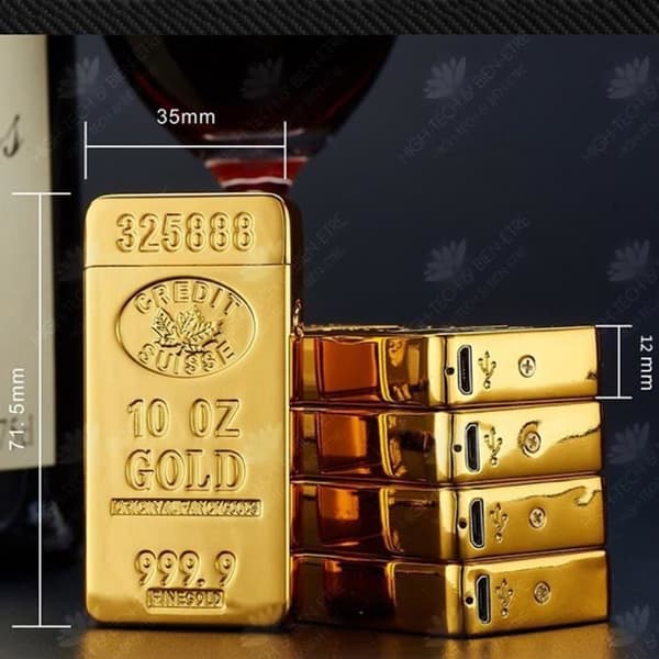 HTBE® Personlig kreativ guldstång bågtändare vindtät metall usb uppladdningsbar elektronisk cigarettändare