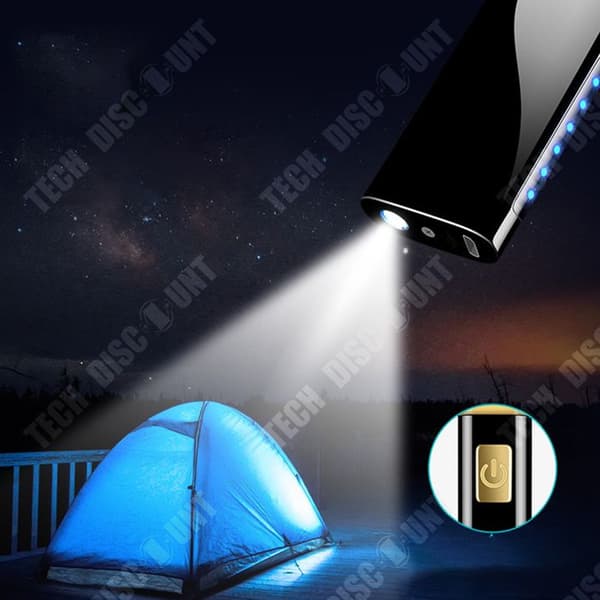 TD® Multifunktionell USB uppladdningsbar tändare Vindtät metall cigarettändare Creative Personality LED-belysning