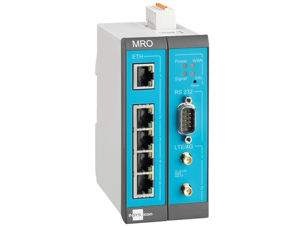INSYS icom MRO L200 - Ruter - WWAN 4-portssvitsj - Modbus - DIN-skinnemonterbar