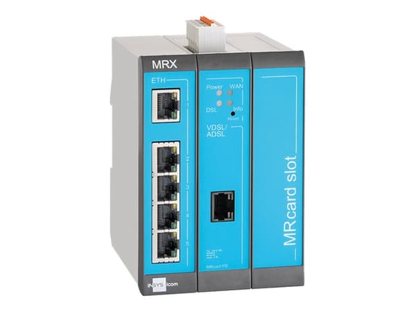 INSYS icom MRX MRX3 DSL - Annex-B - ruter - DSL-modem 5-port svitsj - DIN-skinnemonterbar Blå, Grå