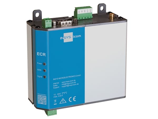 Insys Microelectronics ECR-EW300, Harmaa, DIN-kisko/seinäasennus, Teho, Signaalin vahvuus, WAN, IP40, IEC/EN 62368-1, CE