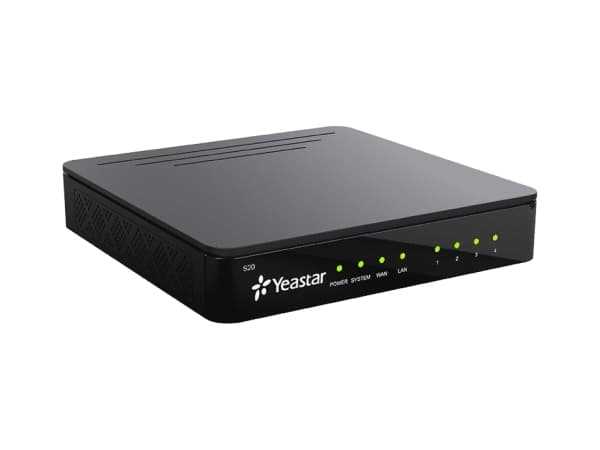 Yeastar S20, Sort, Skrivebord/veggmontering, G.711, G.722, G.726, G.729A, SIP (RFC3261), IAX2, UDP, TCP, TLS, SRTP, 10,100 Mbit/s