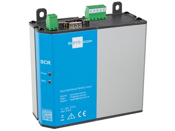 INSYS icom SCR-E 300 - Ruter 2-port svitsj - Modbus - DIN-skinnemonterbar, veggmonterbar